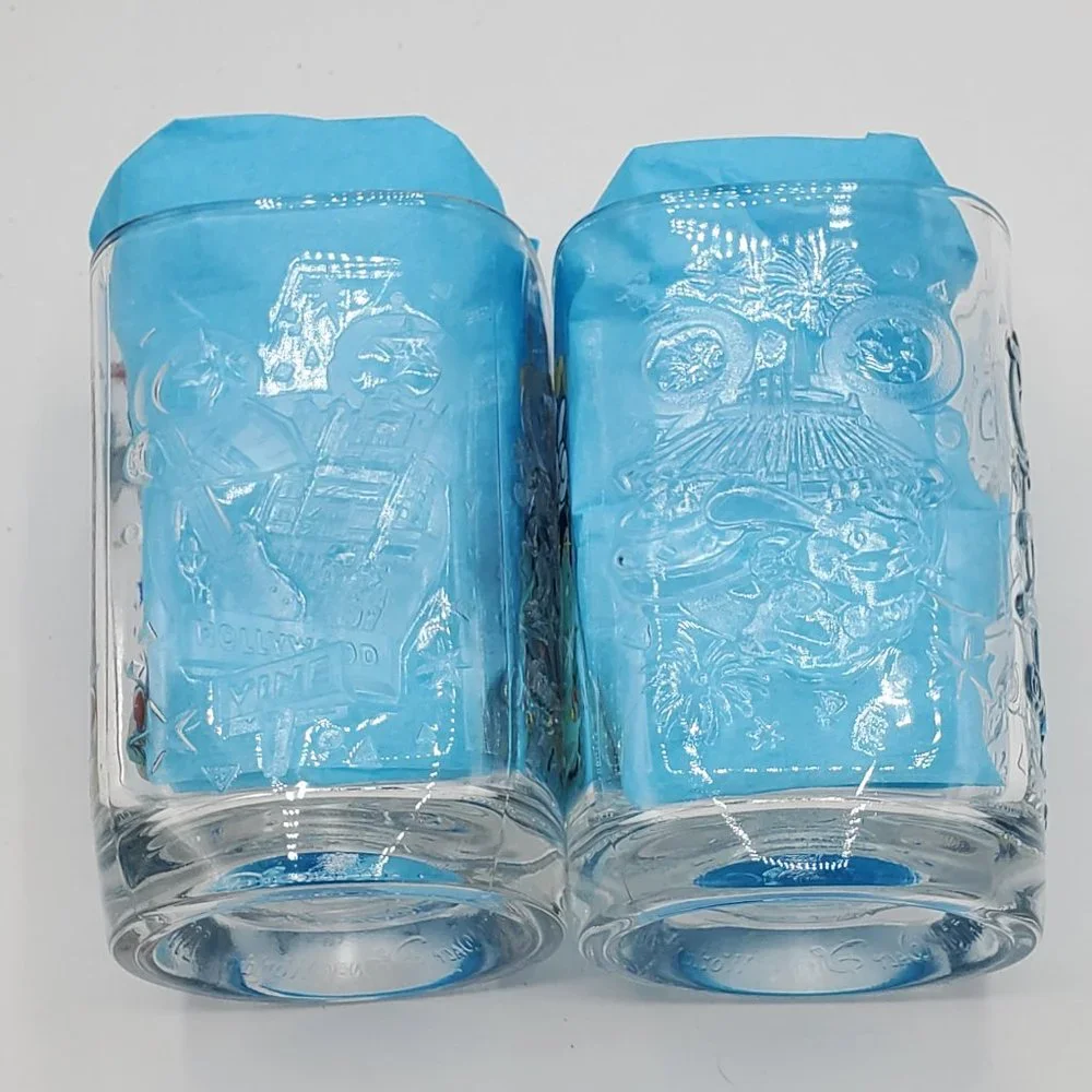 Vintage 2000 McDonald's Disney 3D design square glasses set‎ of 2